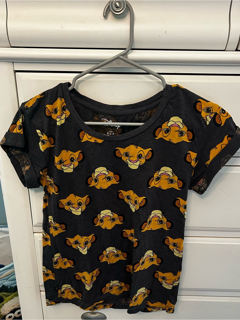 Disney Black Simba Pattern Short Sleeve Tee